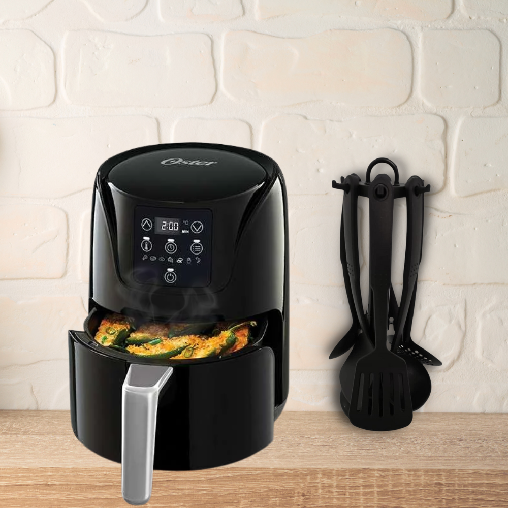 Freidora De Aire 1.8 Litros Digital Oster con Juego de Utensilios de Cocina con Carrusel
