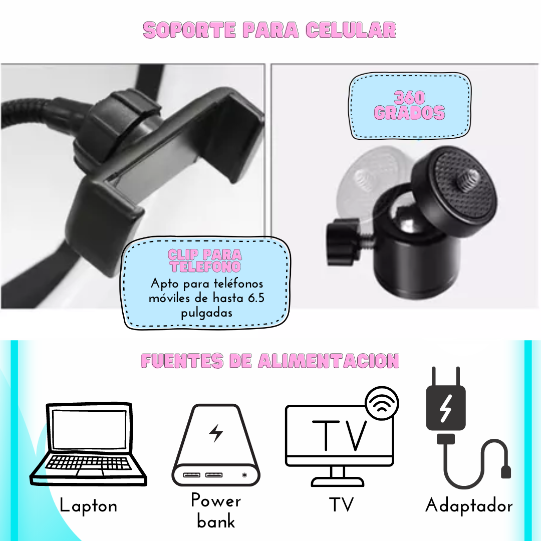 Aro de Luz Led Rgb 14 Pulgadas Con tripie