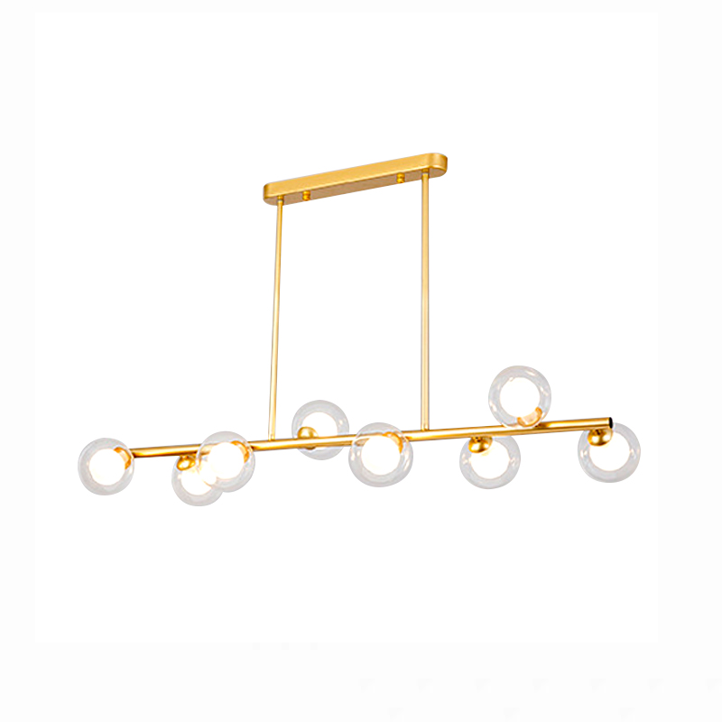 Lampara colgante barra de 8 luces esferas de cristal estilo vintage