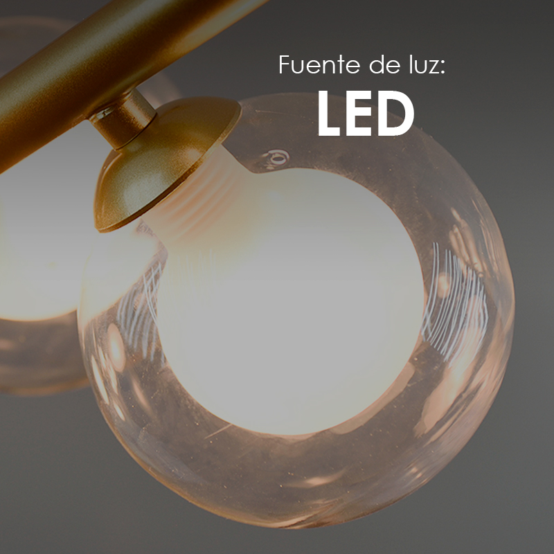 Lampara colgante barra de 8 luces esferas de cristal estilo vintage