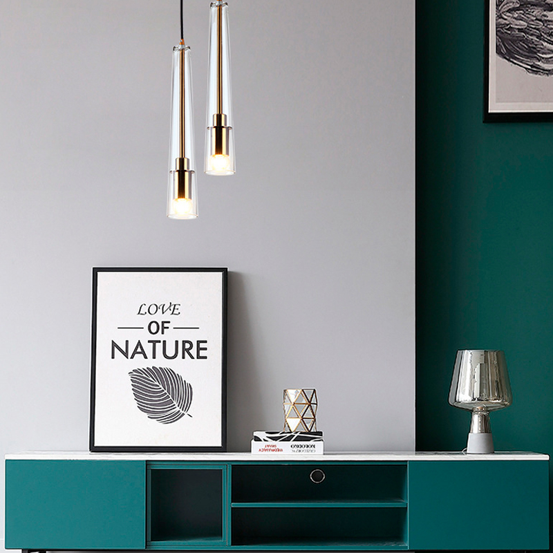 lampara colgante pendiente minimalista nordica conica de cristal