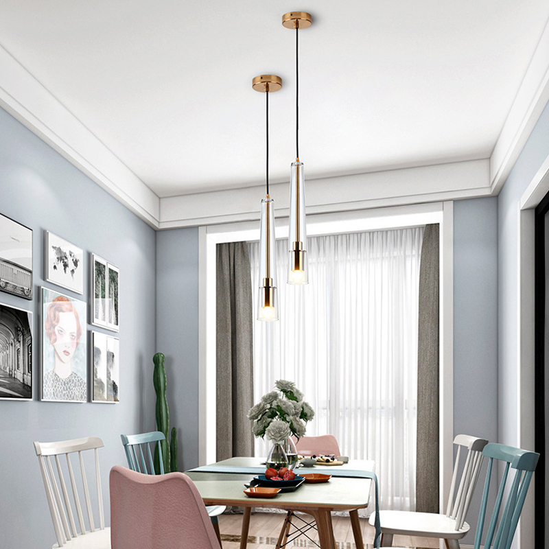 lampara colgante pendiente minimalista nordica conica de cristal