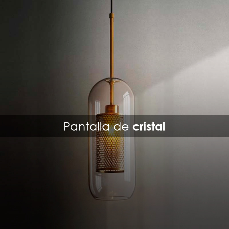 Lampara colgante estilo industrial 30 cm de alto capsula con jaula de malla