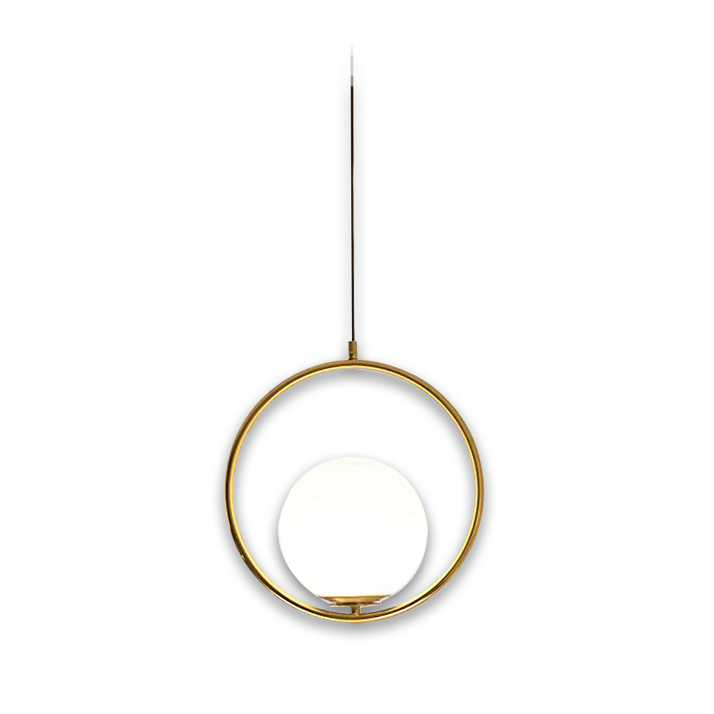 Lampara de techo anillo colgante con luna de cristal 30 cm de diametro minimalista