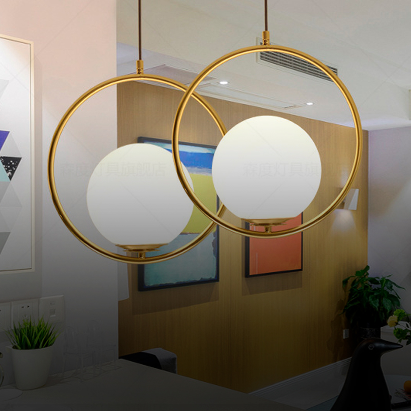 Lampara de techo anillo colgante con luna de cristal 30 cm de diametro minimalista