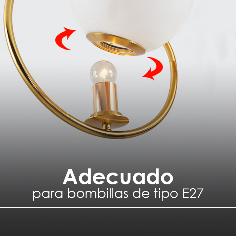 Lampara de techo anillo colgante con luna de cristal 30 cm de diametro minimalista