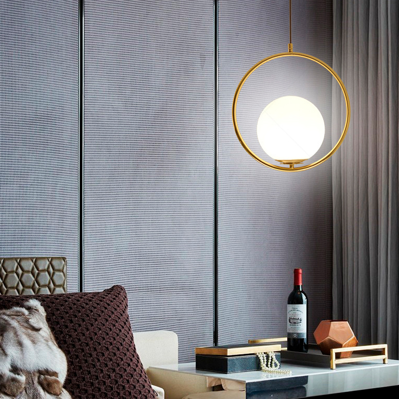 Lampara de techo anillo colgante con luna de cristal 30 cm de diametro minimalista