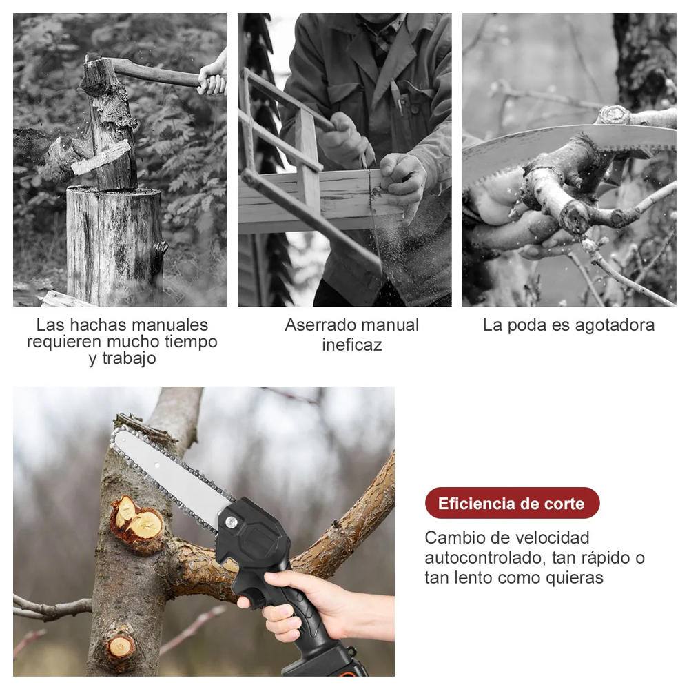 Motosierra Eléctrica Portatil Inalámbrica Mini Con 2 baterías