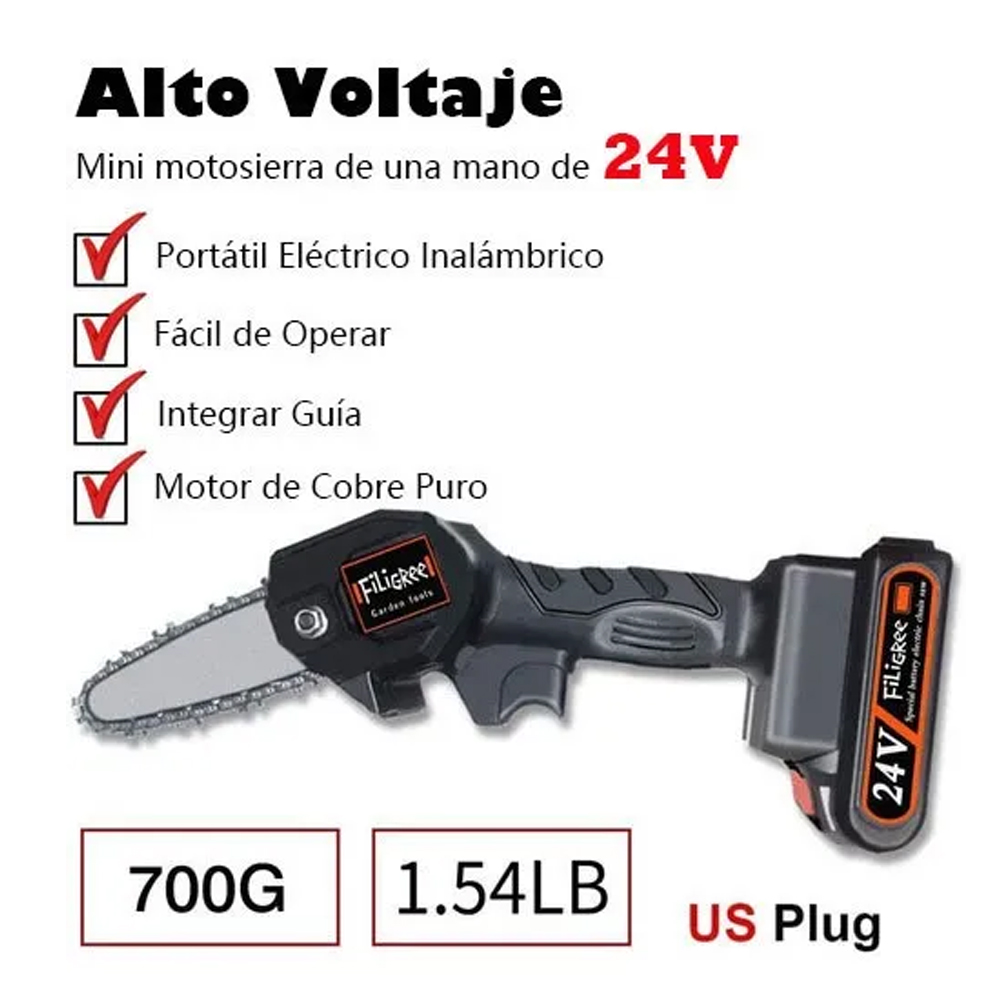 Motosierra Eléctrica Portatil Inalámbrica Mini Con 2 baterías