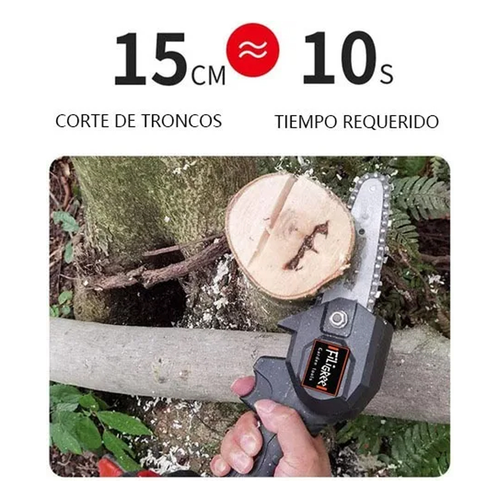 Motosierra Eléctrica Portatil Inalámbrica Mini Con 2 baterías