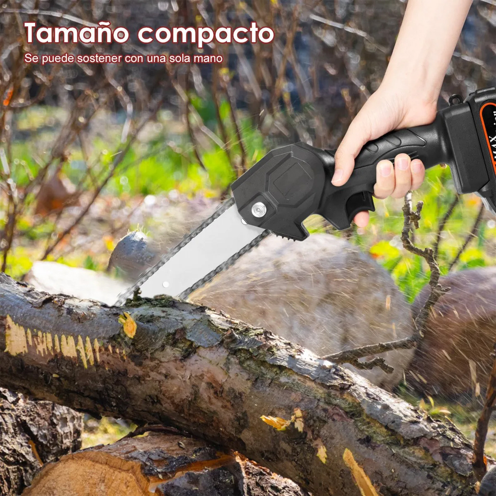 Motosierra Eléctrica Portatil Inalámbrica Mini Con 2 baterías