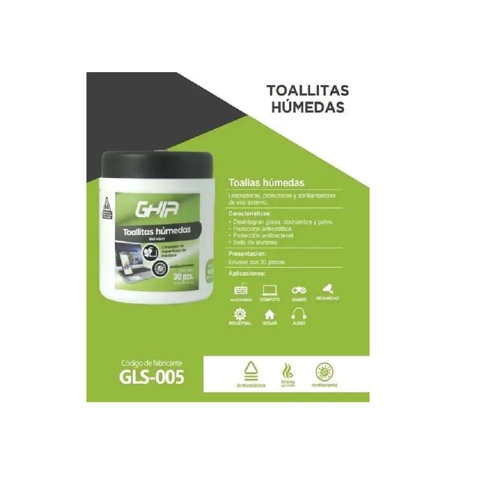 Toallas humedas limpiadoras 30pzs proteccion antibacterial pantalla laptop macbook tableta pc smart