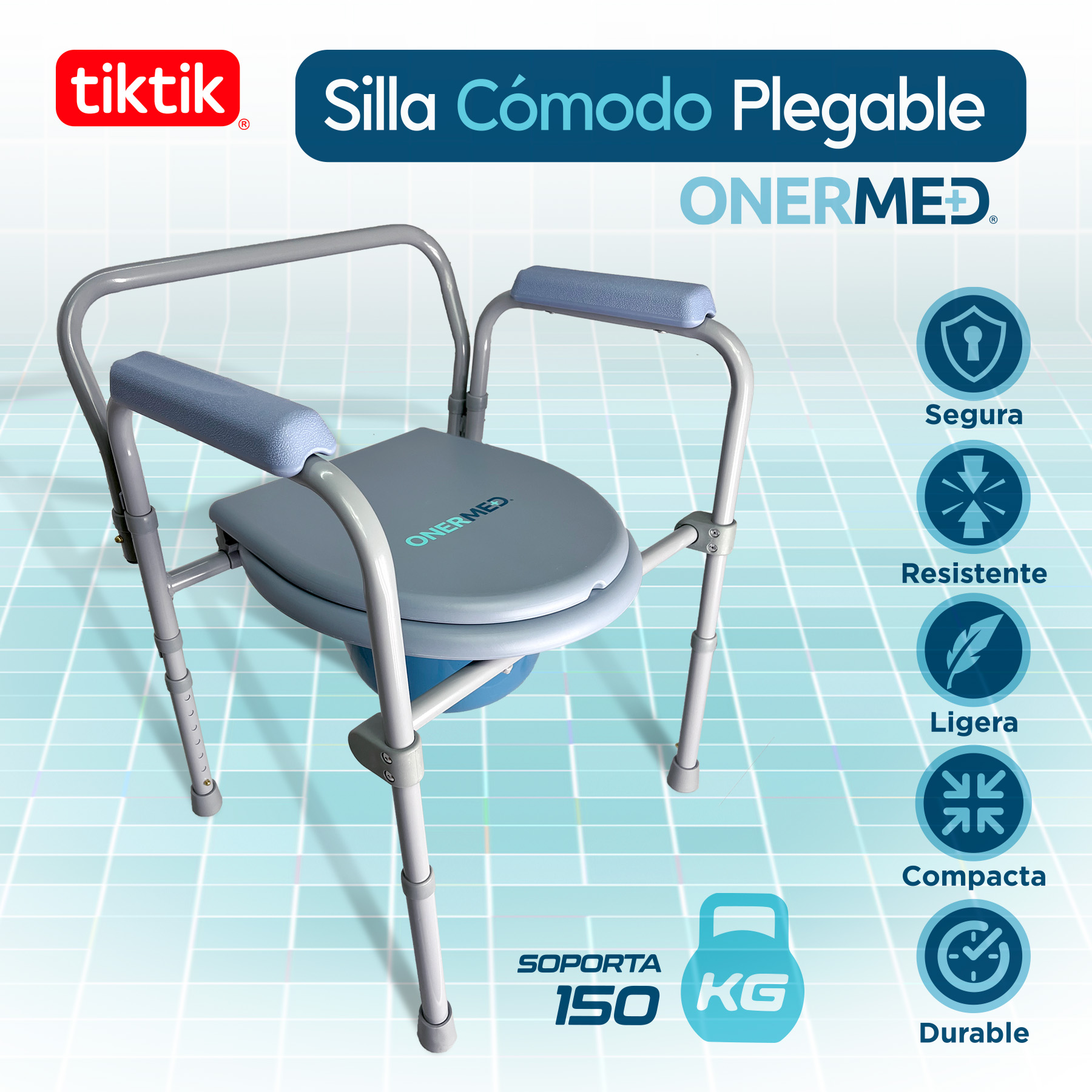 Silla Baño Comodo Aumento Ducha Wc Baño 3 en 1 Ligero Plegable