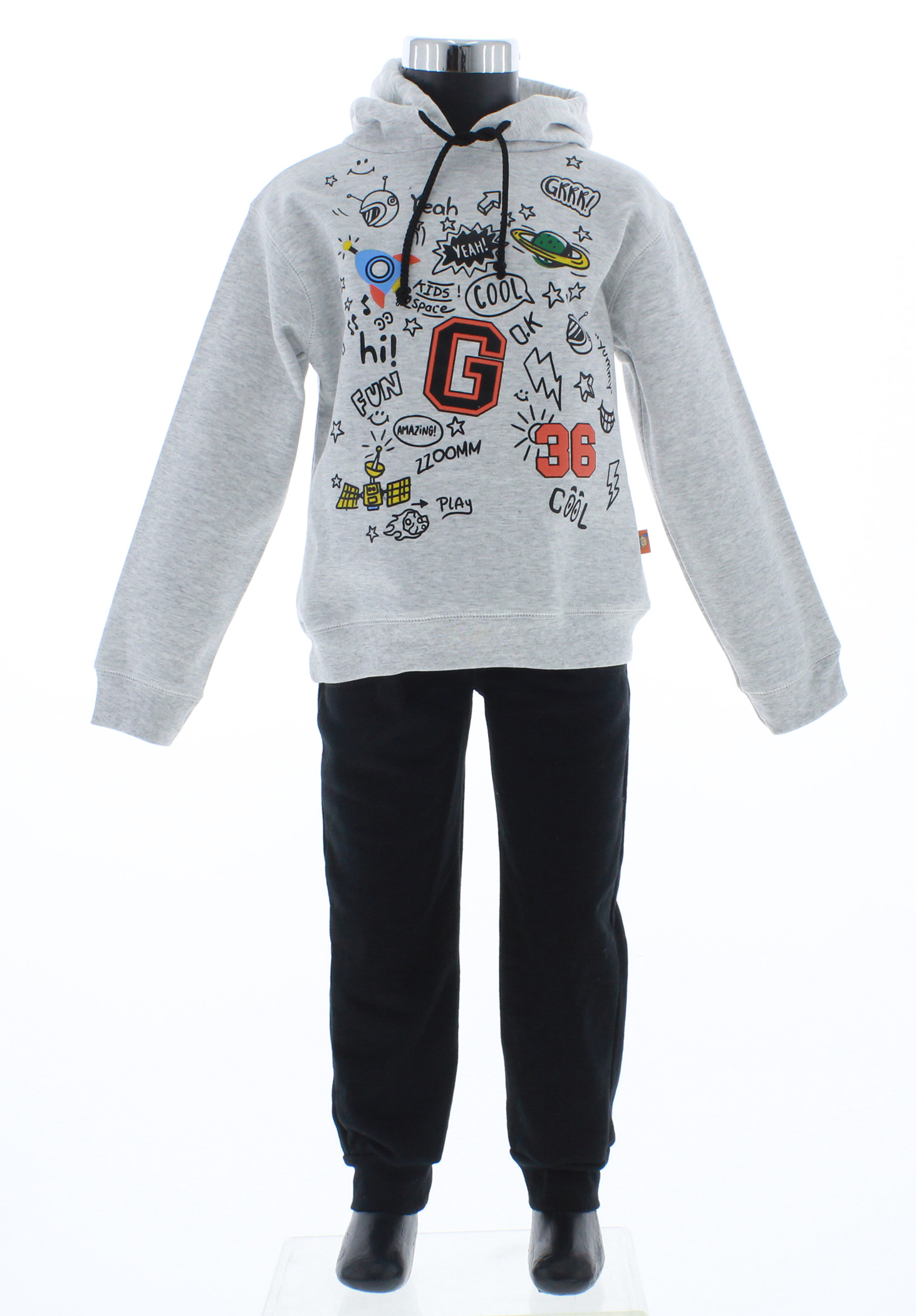 Conjunto Pants Niño Gris/Negro 3221 2 a 16 Años.