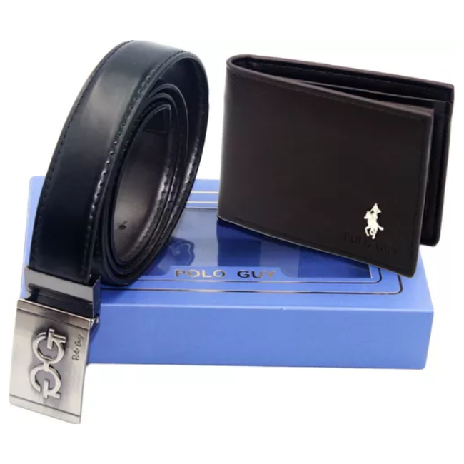 Set De Cartera Y Cinturon Doble Vista Caballero 15 Polo Guy