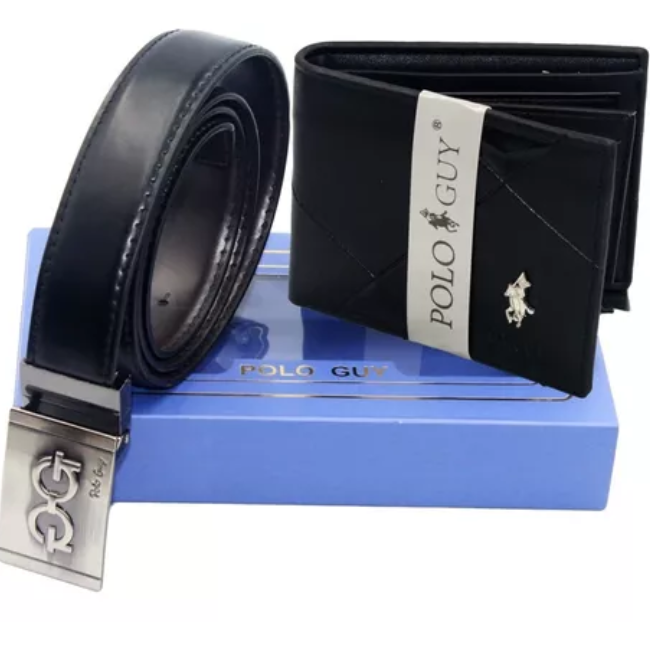 Set De Cartera Y Cinturon Doble Vista Caballero 19 Polo Guy