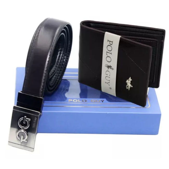 Set De Cartera Y Cinturon Doble Vista Caballero 19 Polo Guy