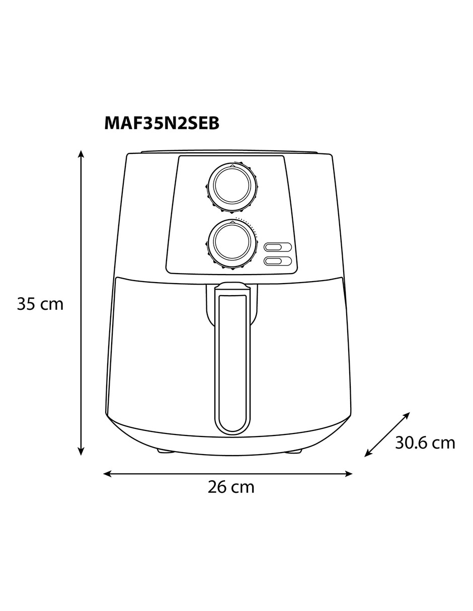 Freidora de aire 3.5 lts color negra marca Midea maf35n2seb