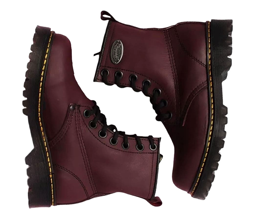 REGALO! Botas Cuero Piel Negras Vino Grunge Aestethic Hombre Mujer Joven