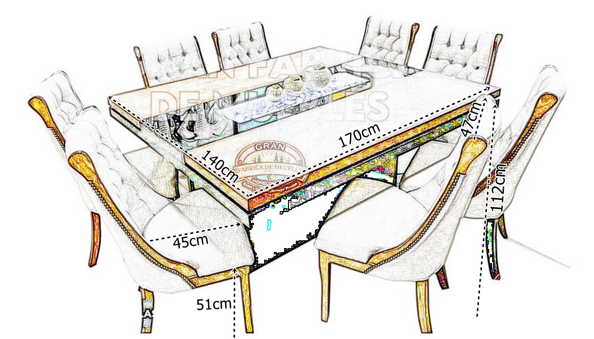 Comedor 8 Sillas Platino