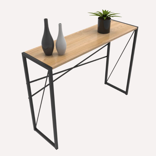 Recibidor| |Minimalista| Color Negro con MDF Estilo Madera Cafe Claro Texturizado| CNH ESSENTIALS Credenzas