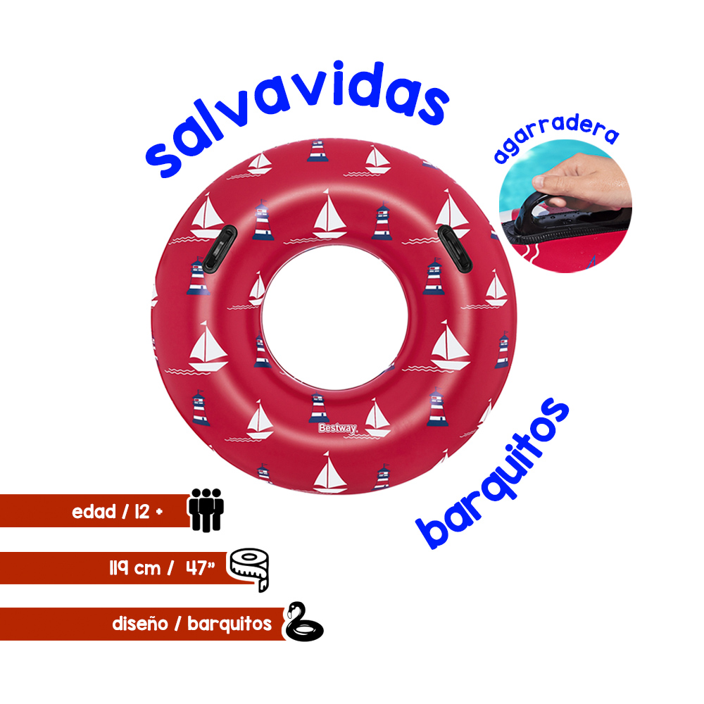 Salvavidas Dona Inflable Juvenil Playa Plástico Pvc 119 Cm