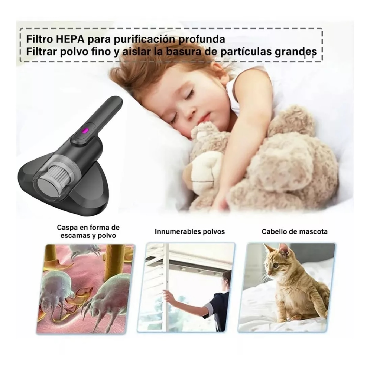 Aspirador De Mano Desinfección Uv Y Eliminación De Ácaros