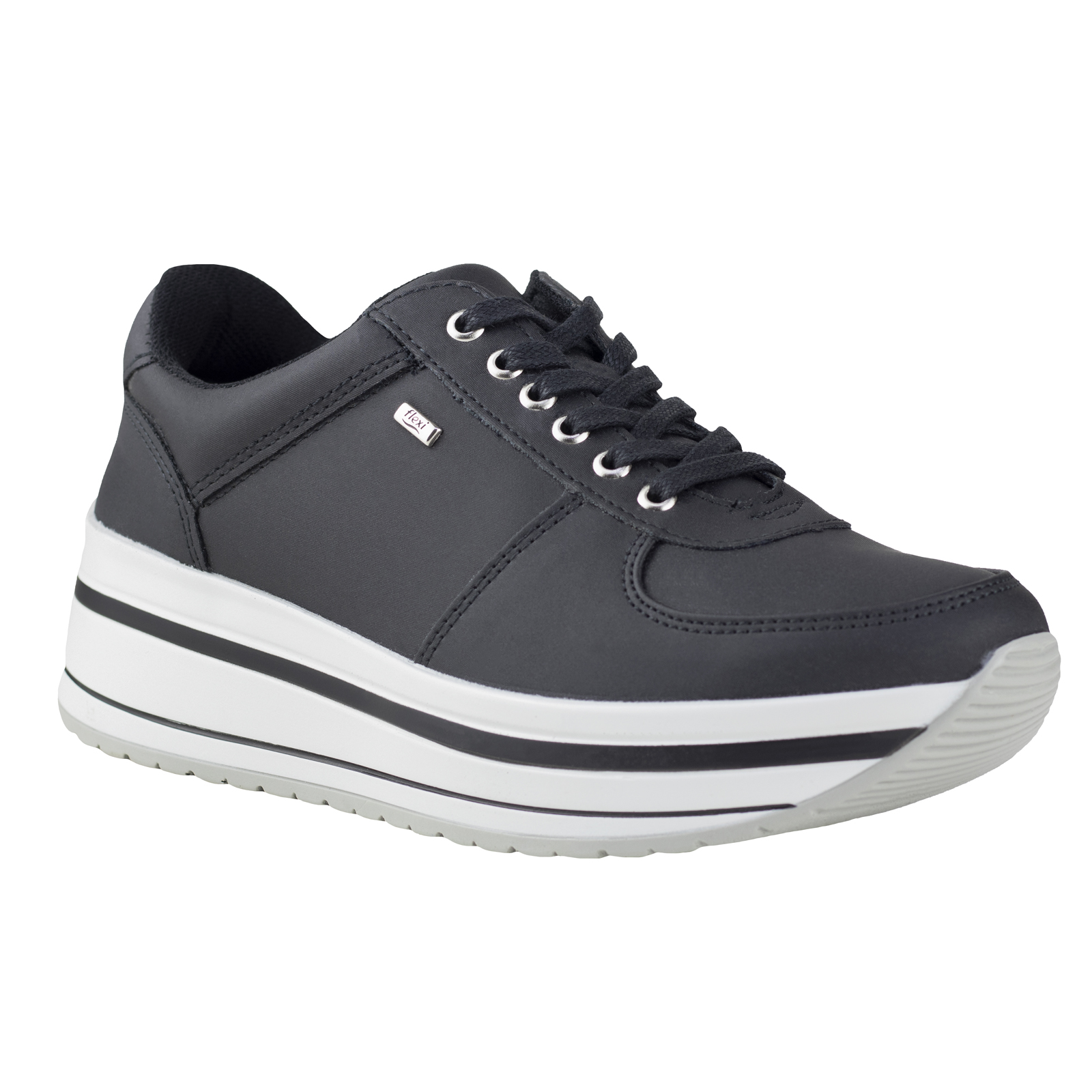 TENIS DE PLATAFORMA FLEXI DE DAMA URBANOS 4.5 CM 101001 NEGRO 