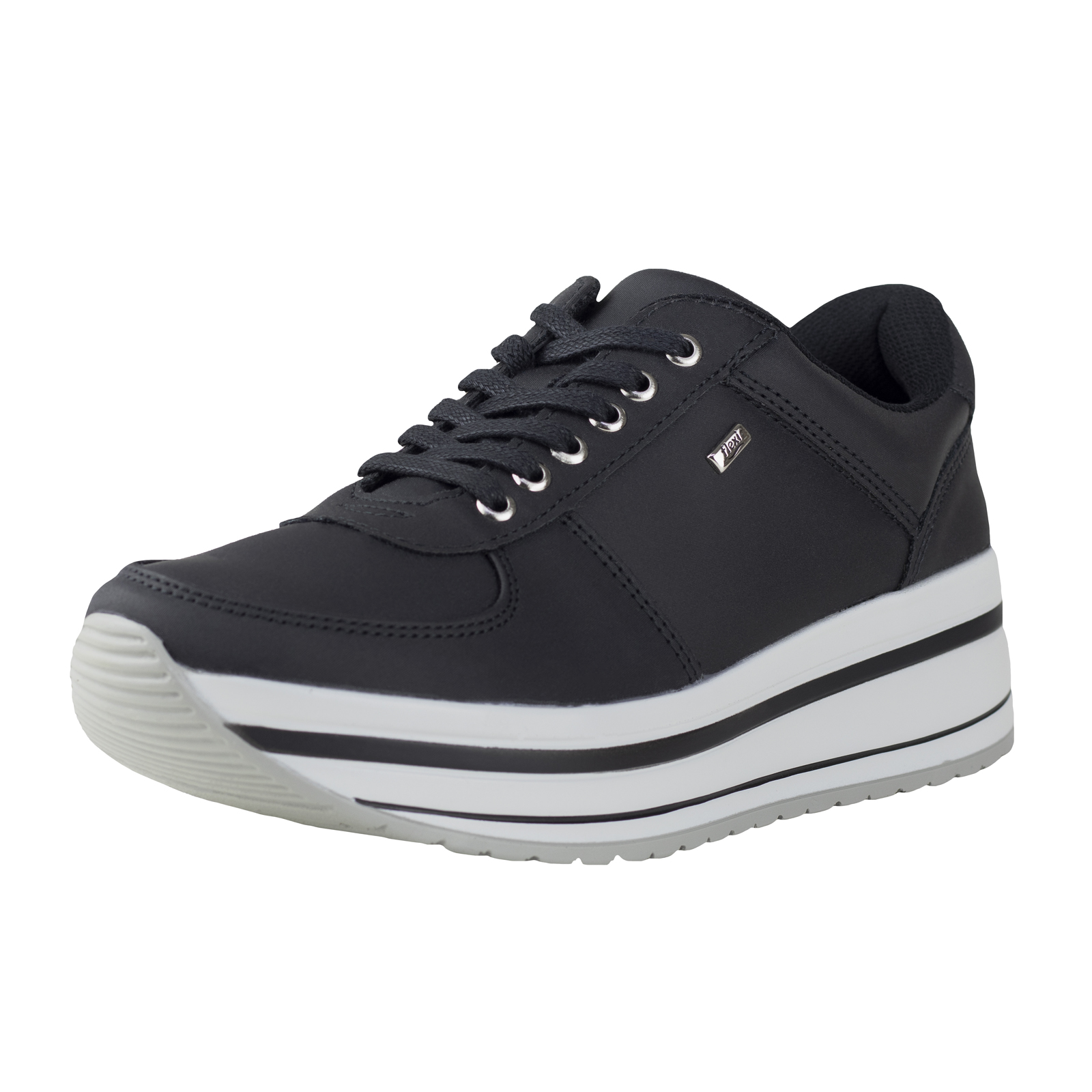 TENIS DE PLATAFORMA FLEXI DE DAMA URBANOS 4.5 CM 101001 NEGRO 