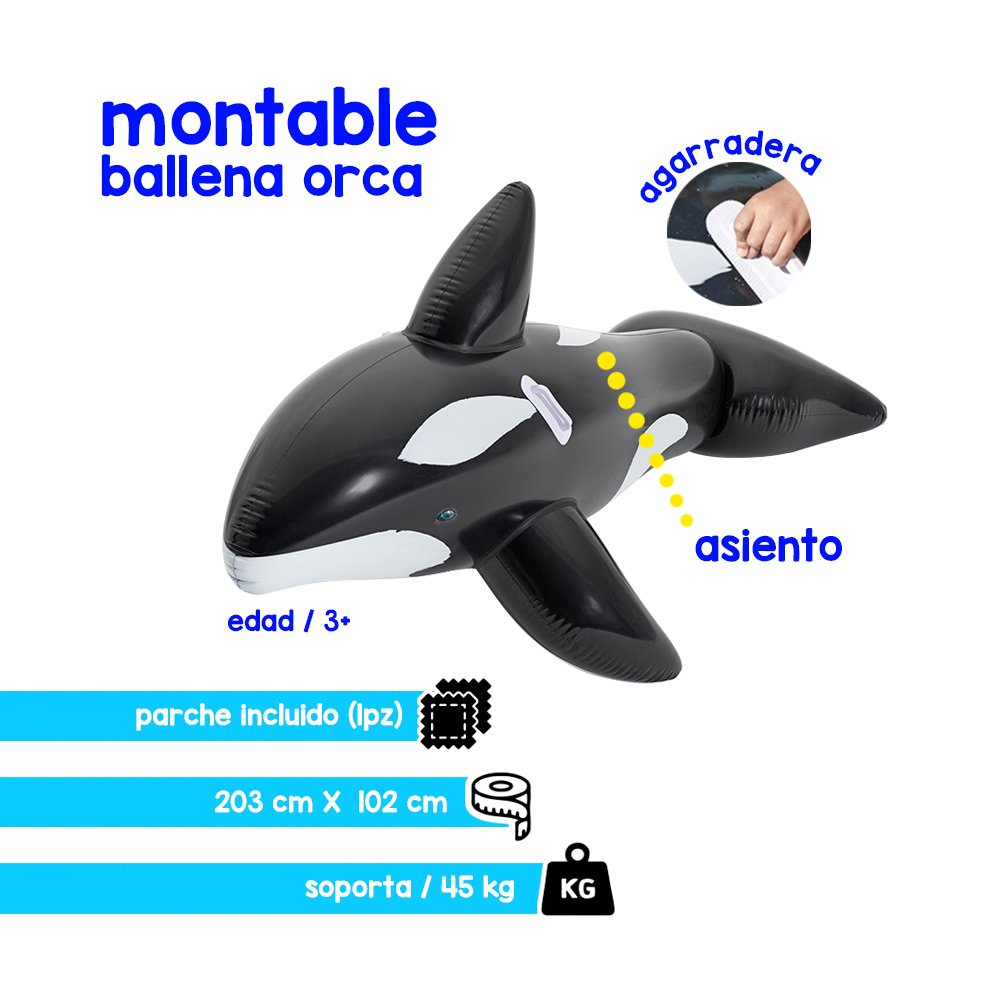 Inflable Montable Orca Bestway Jumbo Flotador Salvavidas InfantiL