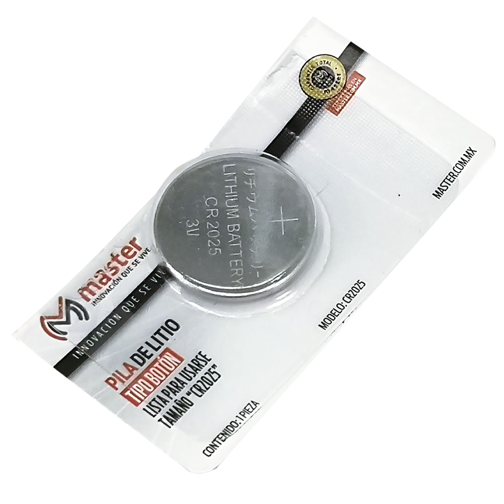 Batería Tipo Botón Alcalina de Litio de 3 Volts / Master / CR2025