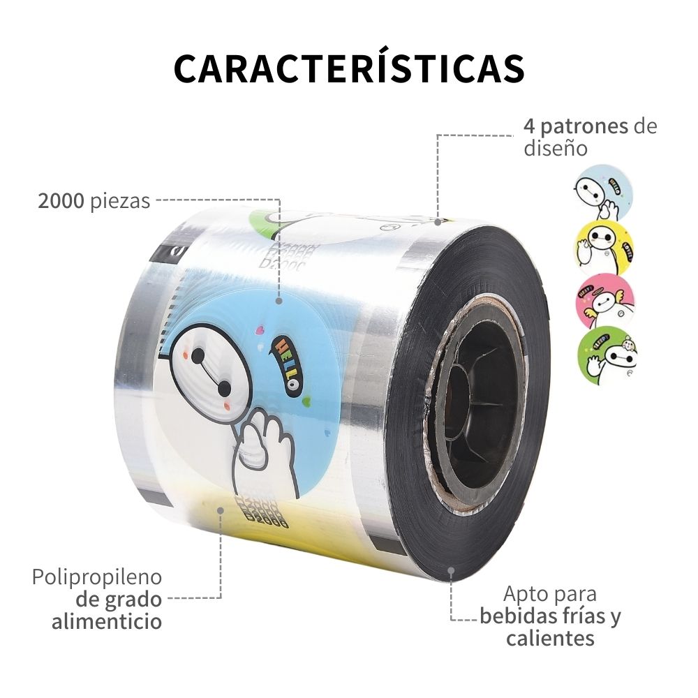 Rollo Film Plástico Para Sellar Vasos Herméticamente Diseños