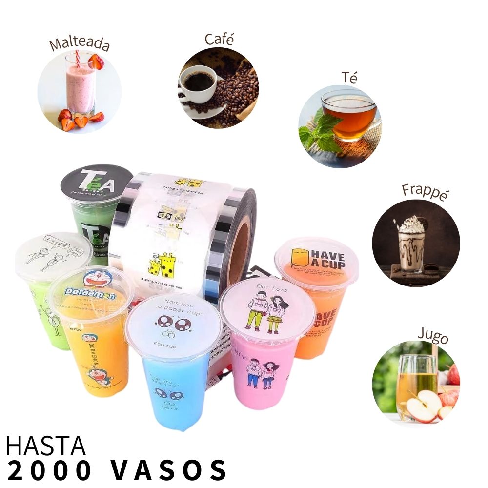 Rollo Film Plástico Para Sellar Vasos Herméticamente Diseños