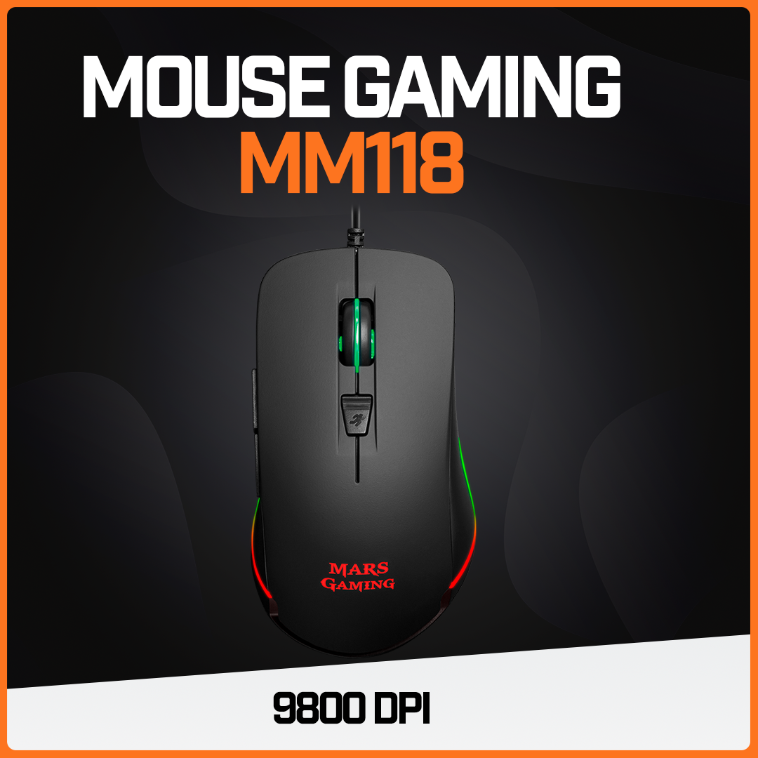 Mouse Gamer Ratón Juegos Usb Periférico Rgb Pc 9800 Dpi MM118 Mars Gaming