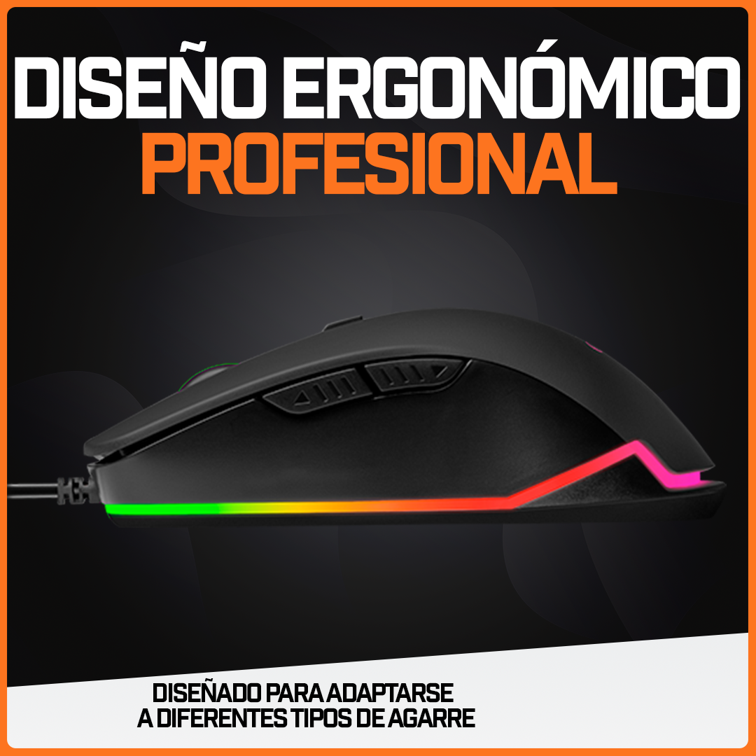 Mouse Gamer Ratón Juegos Usb Periférico Rgb Pc 9800 Dpi MM118 Mars Gaming