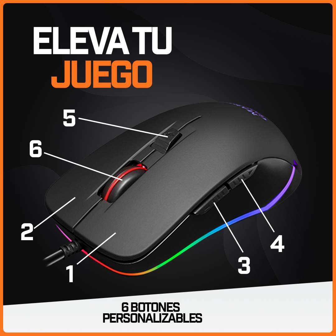 Mouse Gamer Ratón Juegos Usb Periférico Rgb Pc 9800 Dpi MM118 Mars Gaming