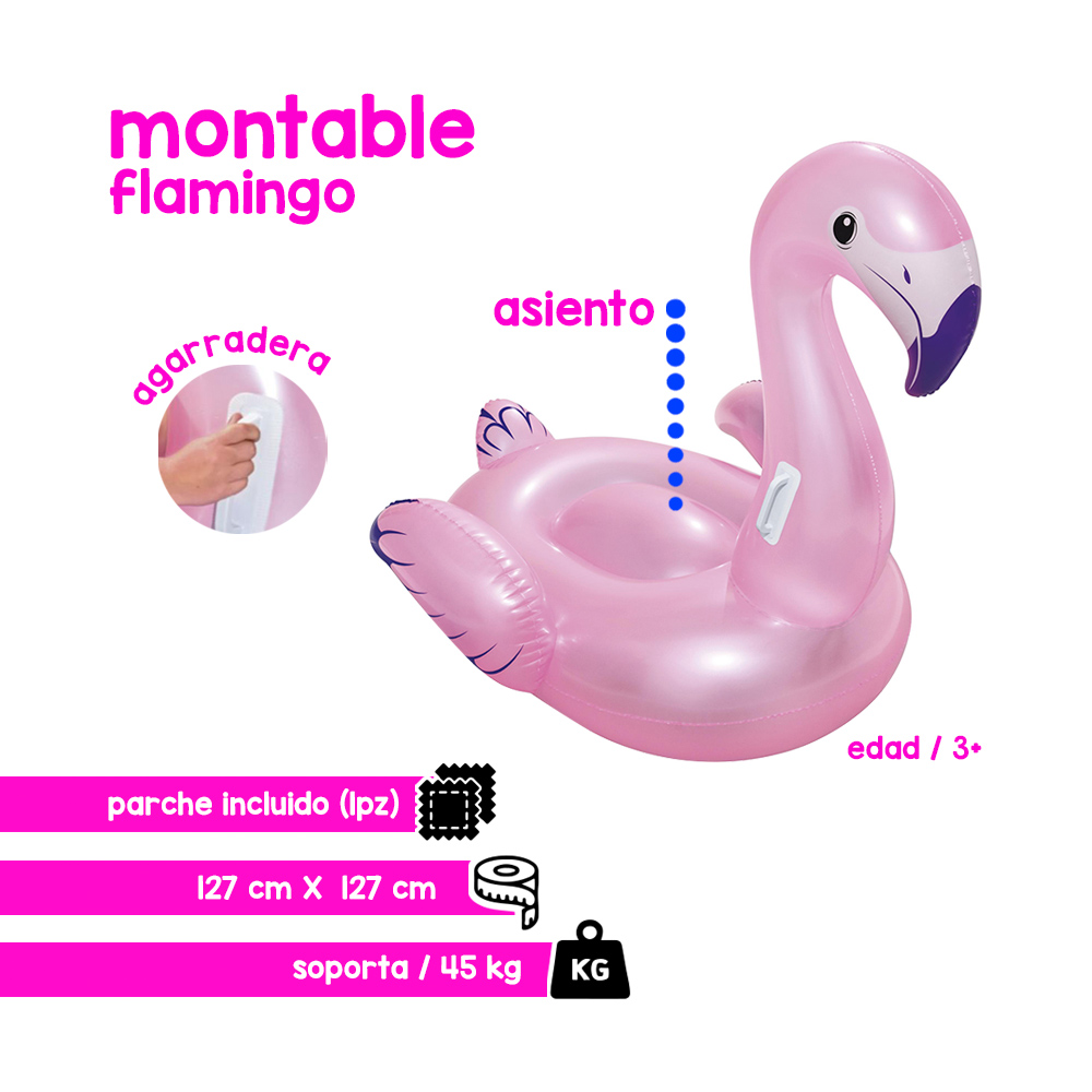 Montable Salvavidas Inflable De Flamingo 3 Años Bestway