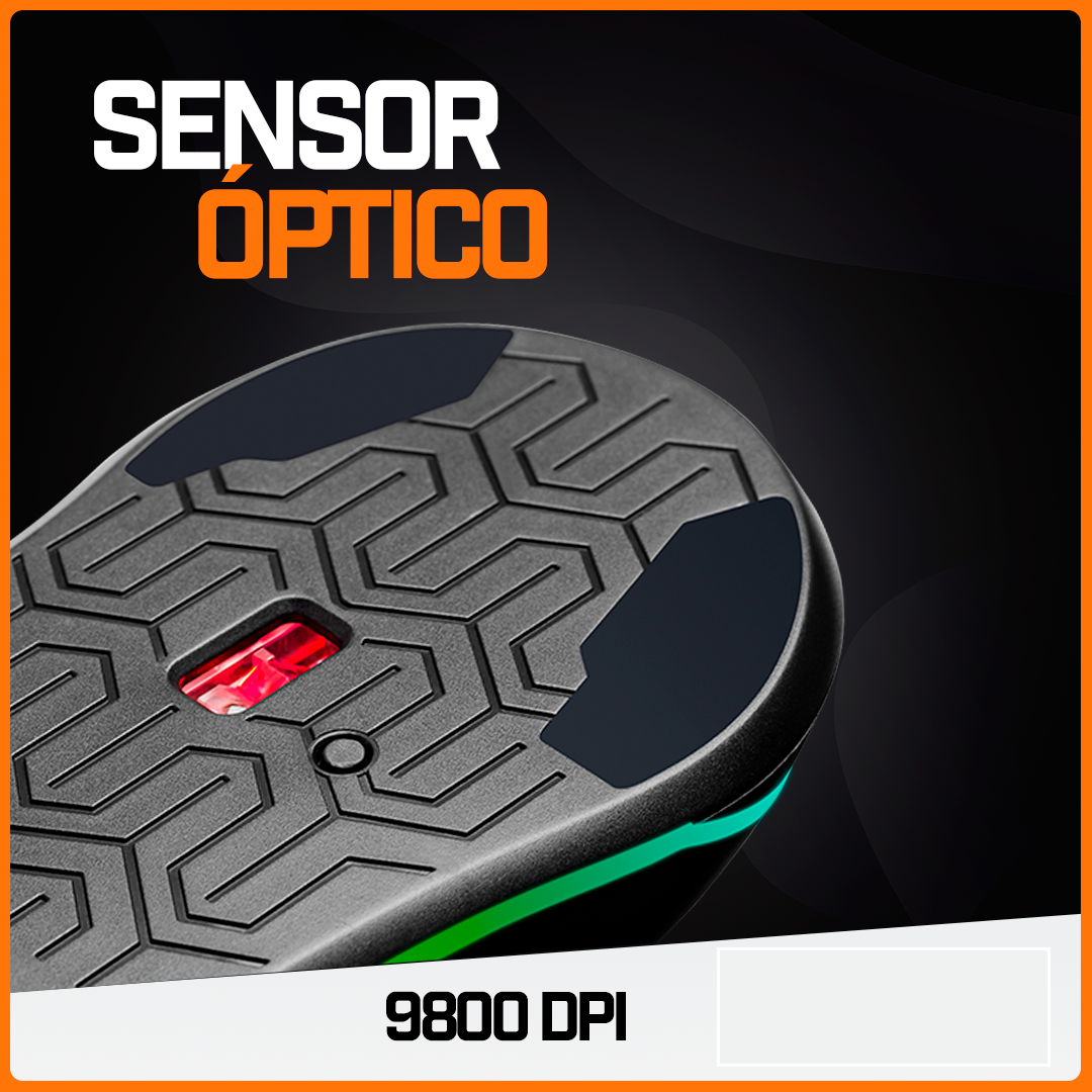 Mouse Gamer Ratón Juegos Usb Periférico Rgb Pc 9800 Dpi MM118 Mars Gaming