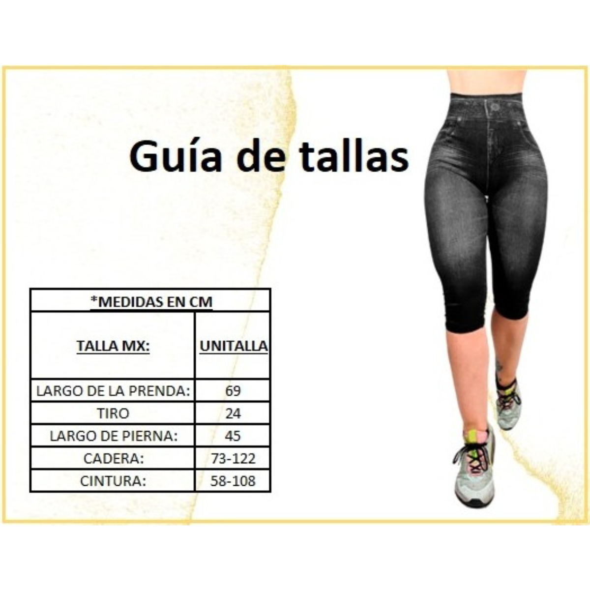 Legging Capri de Mujer Legins Lycra Malla Corta Pescador Diseño Mezclilla CAP-04