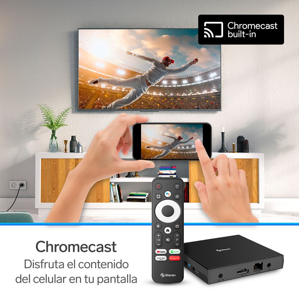 Sistema Android Tv Box Pantalla Smart Control Voz Steren