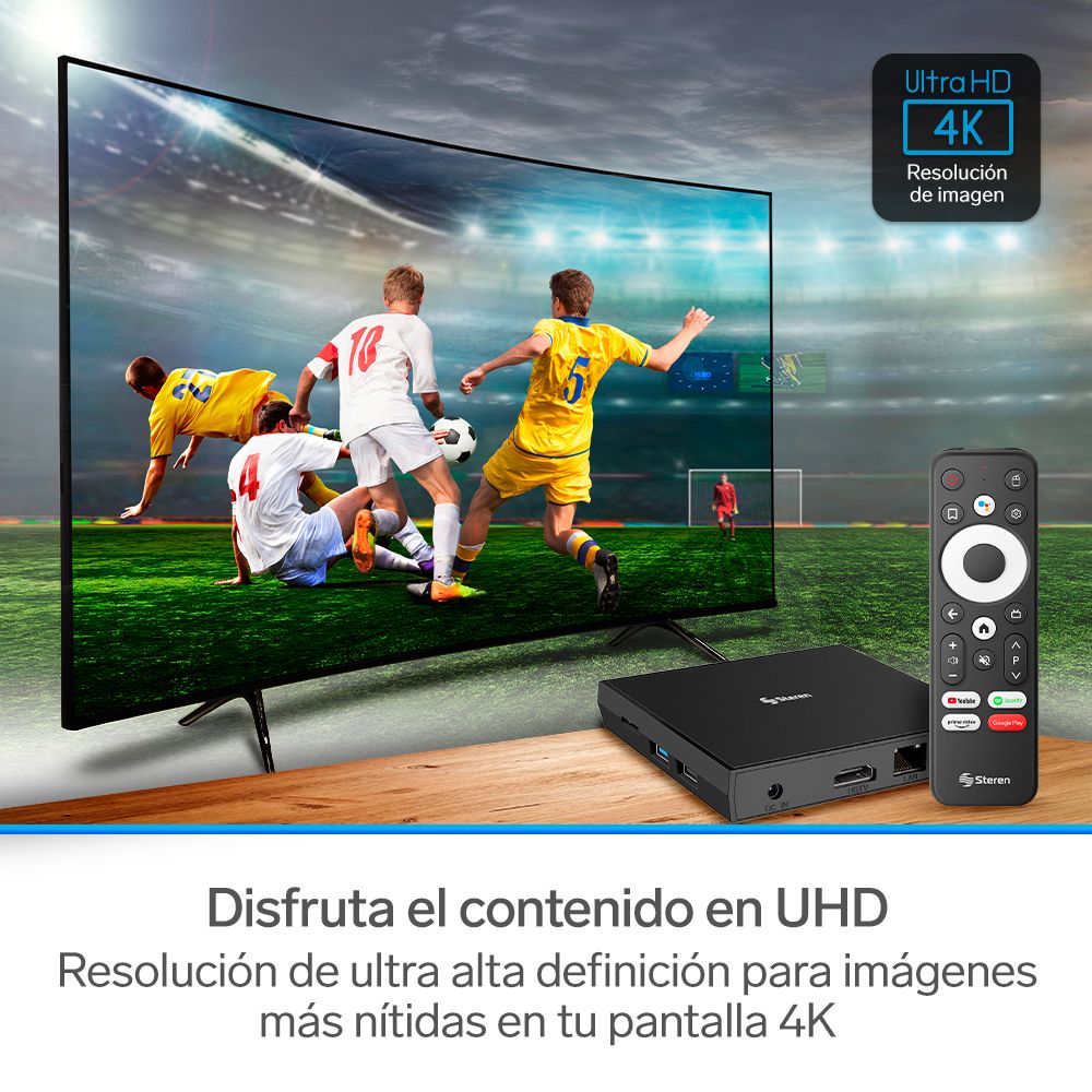 Sistema Android Tv Box Pantalla Smart Control Voz Steren