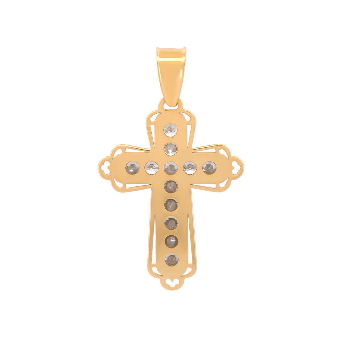 Dije Cruz Cristo Contorno Oro Sólido Bebé Bautizo 14k 