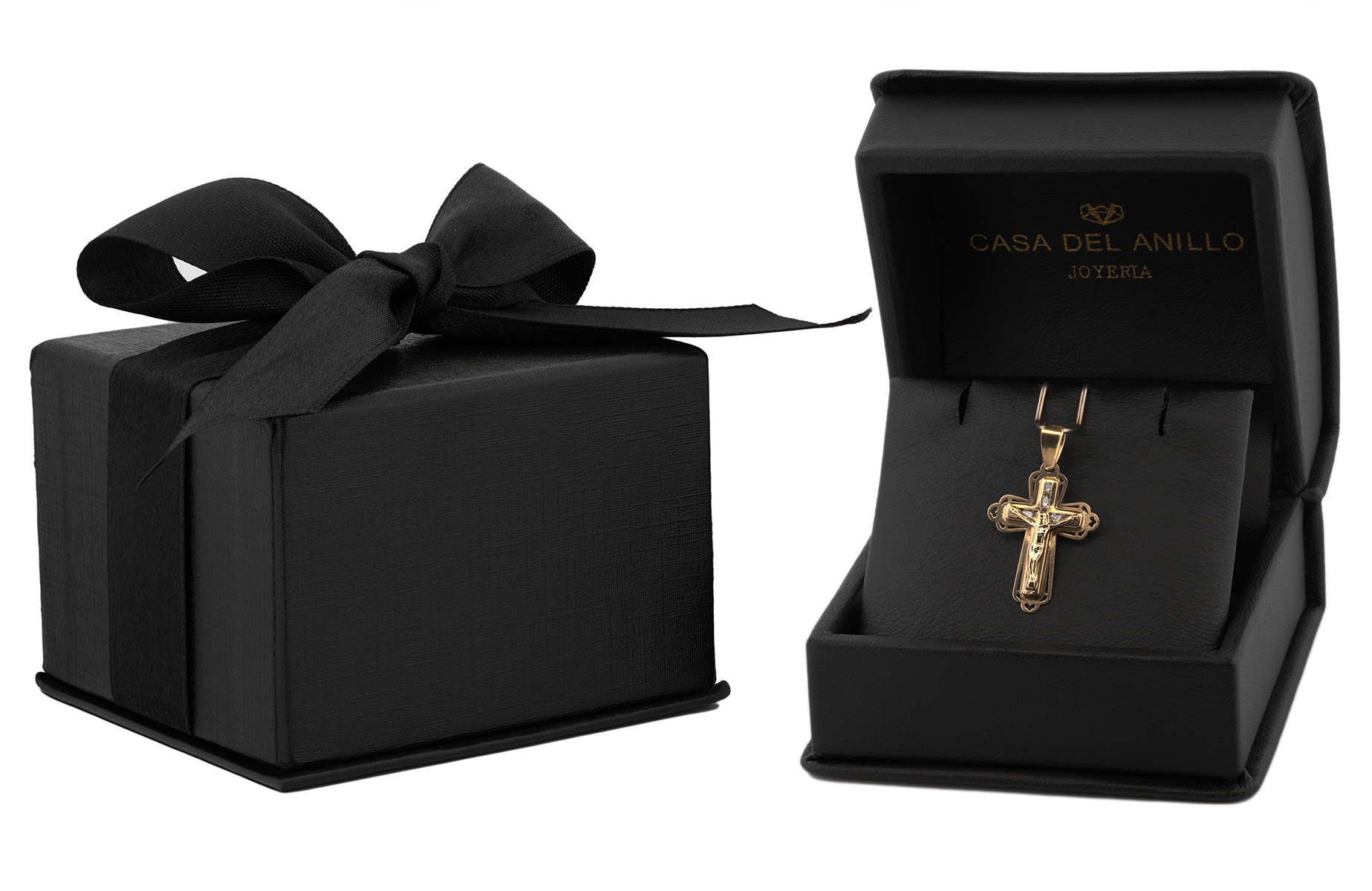 Dije Cruz Cristo Contorno Oro Sólido Bebé Bautizo 14k 