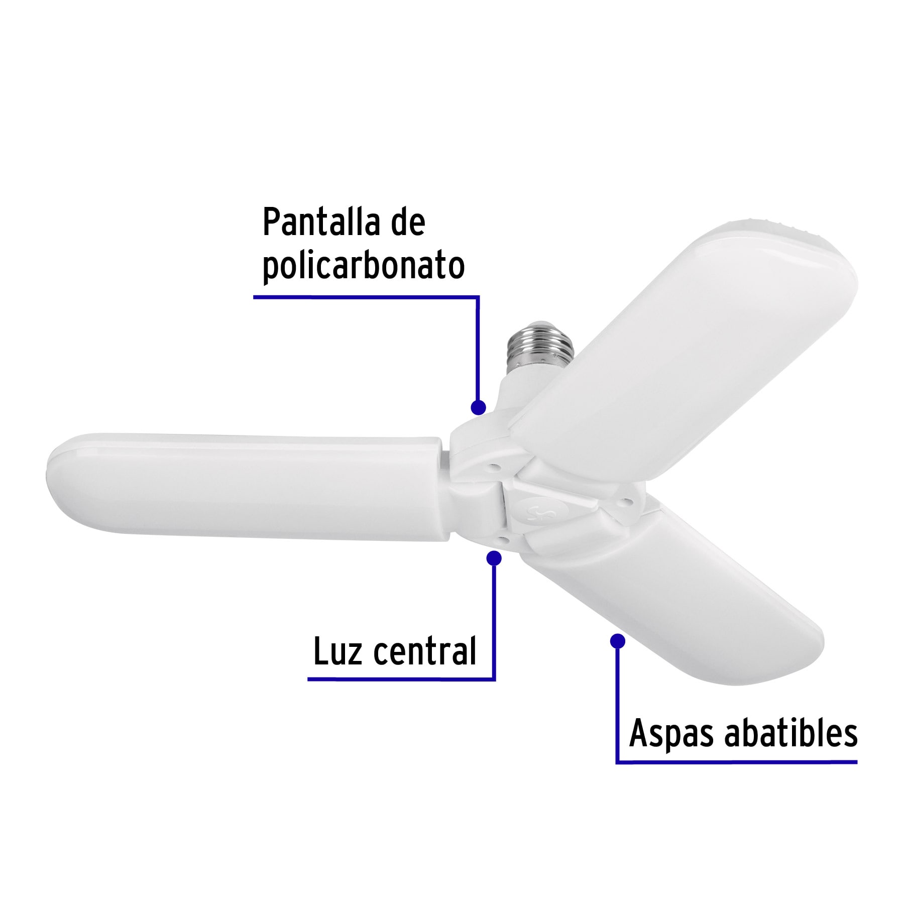 Lámpara, Foco Led 24w Tipo Ventilador Con 3 Aspas Ajustables