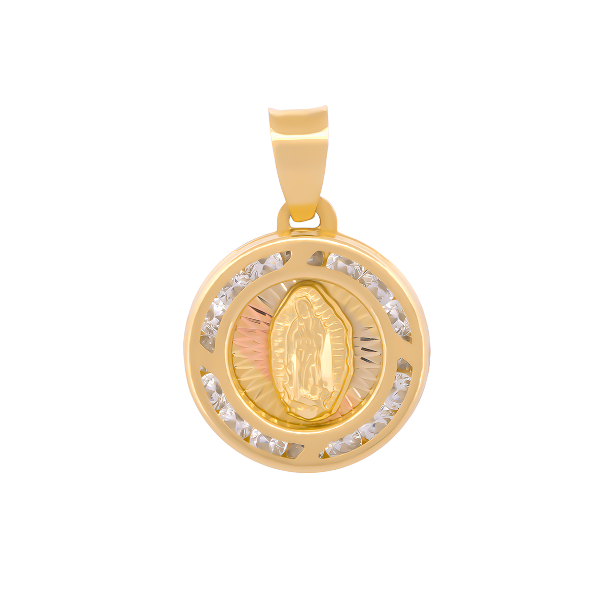 Dije Medalla Virgen De Guadalupe 1 Cm 2 Oros Sólido 14k 