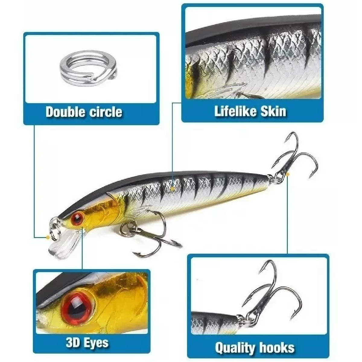 Kit 12 Piezas Señuelos Para Pesca De Río Currican Camarones