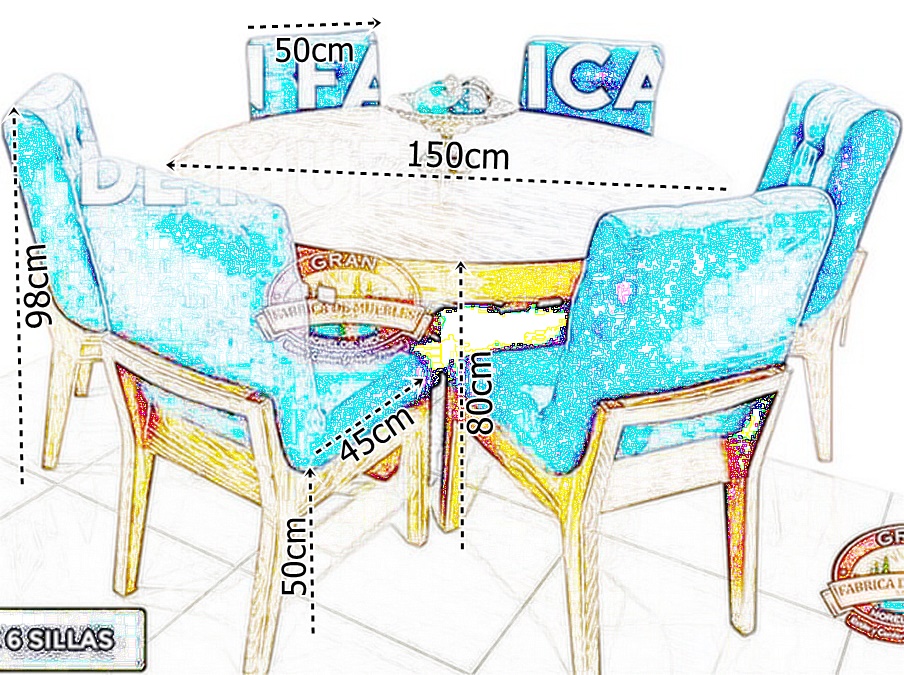 Comedor 6 Sillas Diamante Circular 