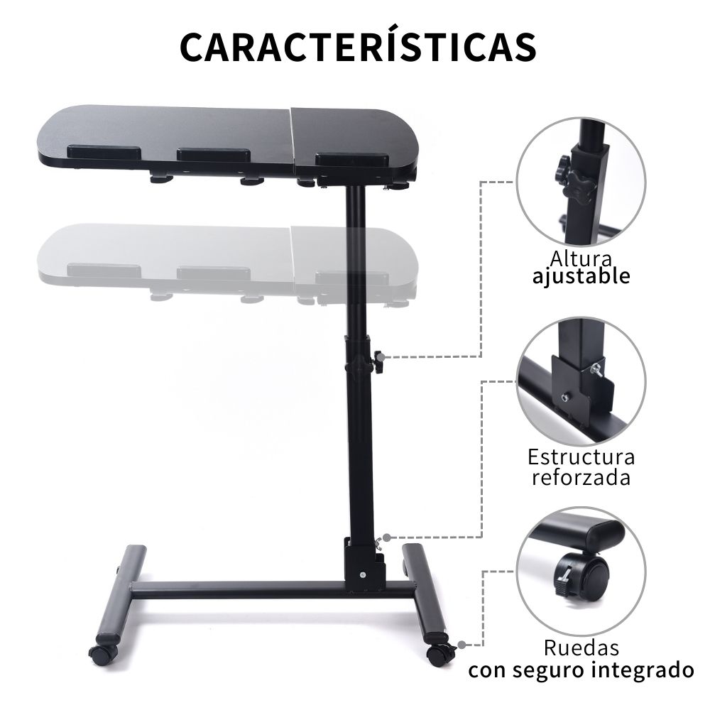Mesa Para Laptop Plegable De Altura Ajustable Con Llantas