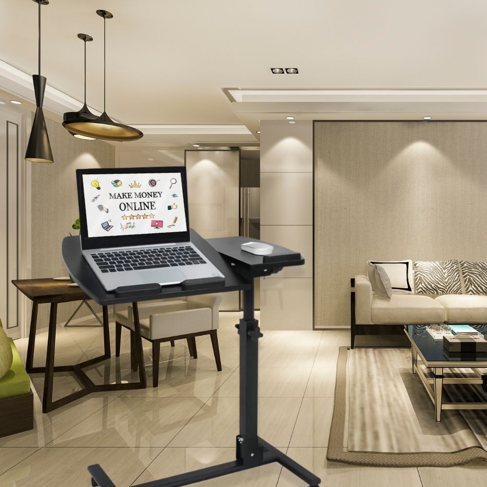 Mesa Para Laptop Plegable De Altura Ajustable Con Llantas