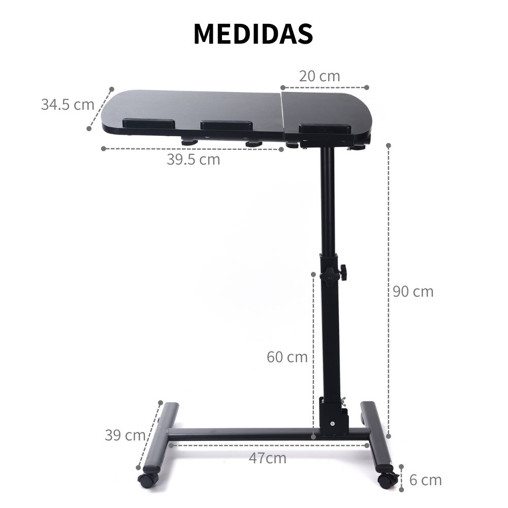 Mesa Para Laptop Plegable De Altura Ajustable Con Llantas